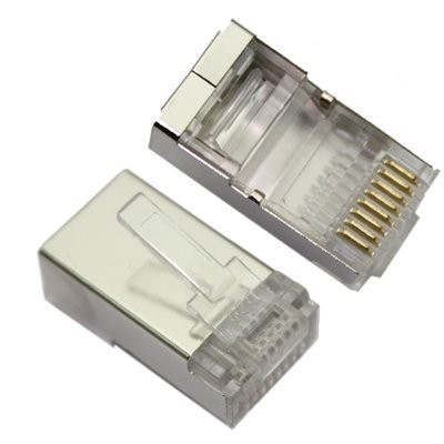 תקע RJ45 CAT5e/CAT6 מסוכך לכבלי רשת (8 מסילות בשורה אחת) מבית Top-X ISDN-0020